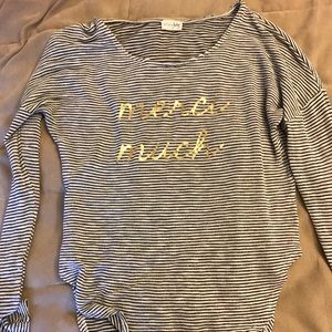 “Merci much” long sleeved striped shirt super soft